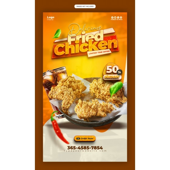 Vertical Crispy Chicken Leg Food Poster PSD Material for Chicken Leg Design